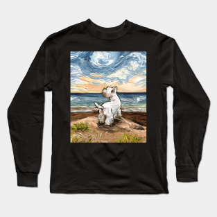 Westie Long Sleeve T-Shirt - Beach Day - Westie by sagittariusgallery